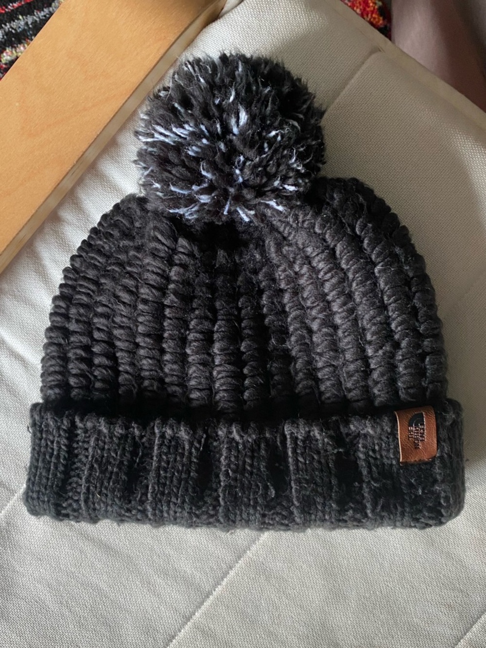 The North Face Black Pom Knit Beanie